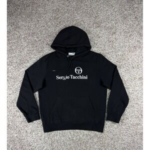 Sergio Tacchini Heritage Logo Hoodie Black Size Medium